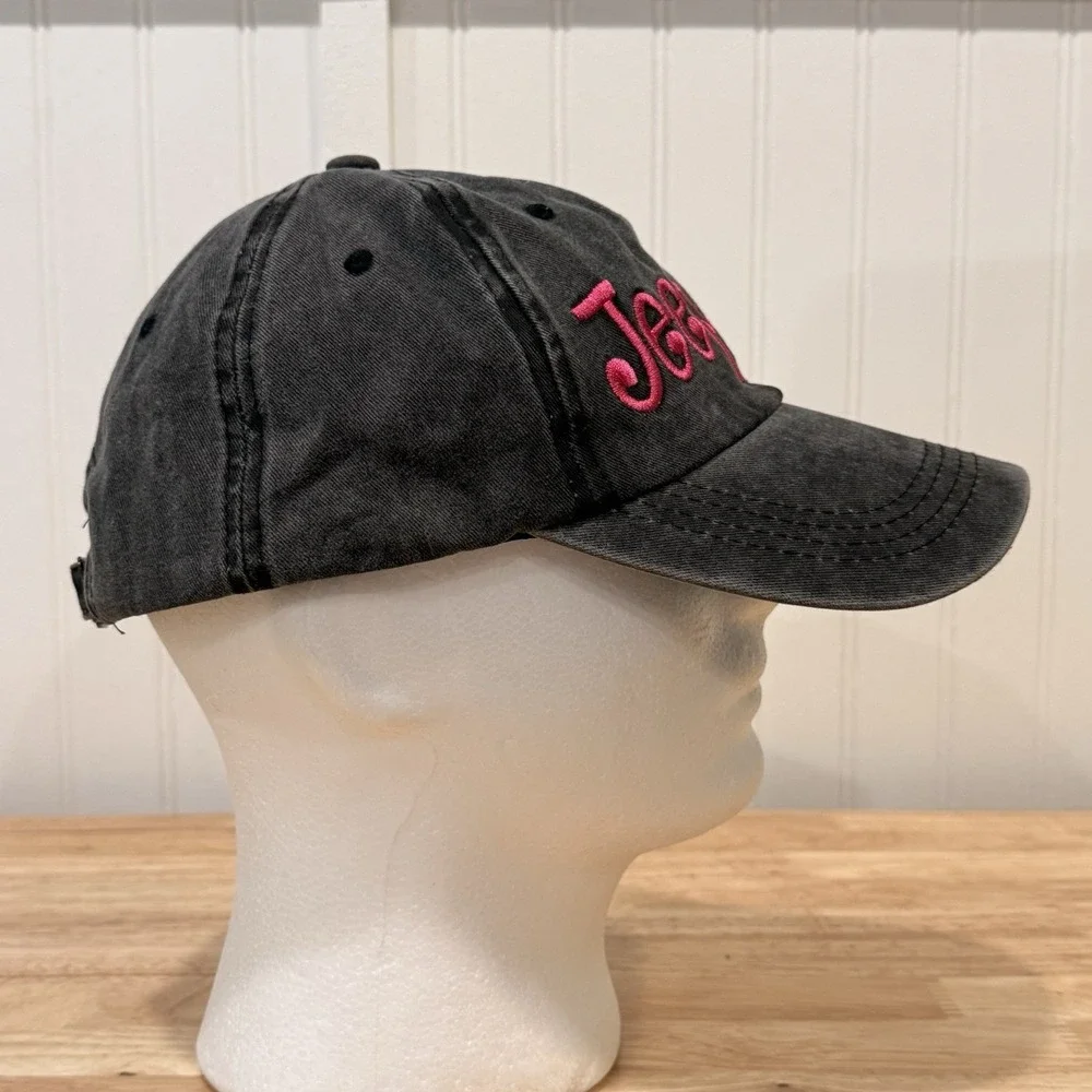 Jeep Girl Adjustable Hat Gray Baseball Cap Women's Pink Embroidery